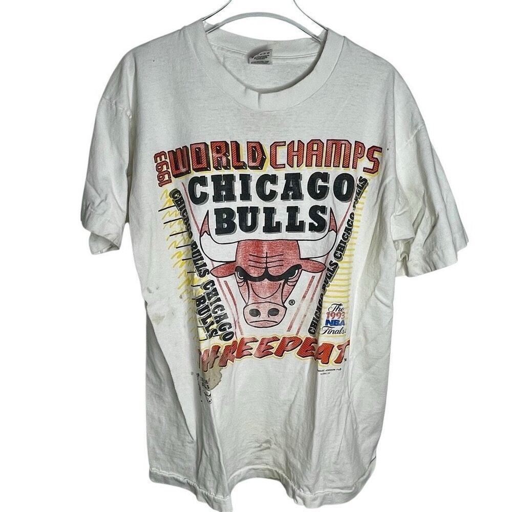 Vintage Magic Johnson T's Chicago Bulls 1993 NBA Champions T-Shirt Size L
